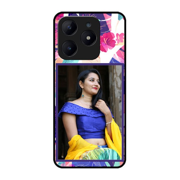 Realme C63 Custom Glass Phone Case - Abstract Floral Design