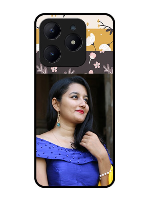 Custom Realme C63 Custom Glass Phone Case - Stylish Floral Design