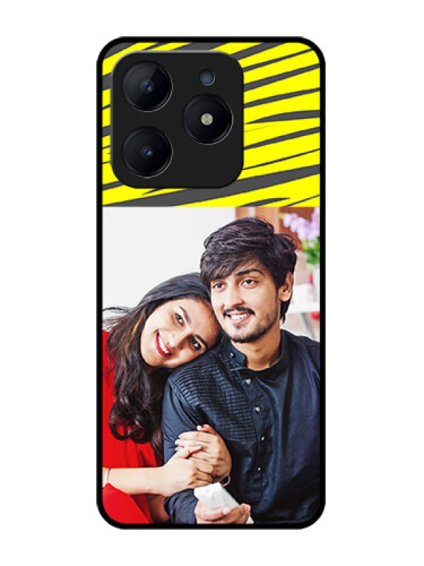 Custom Realme C63 Custom Glass Phone Case - Yellow Abstract Design