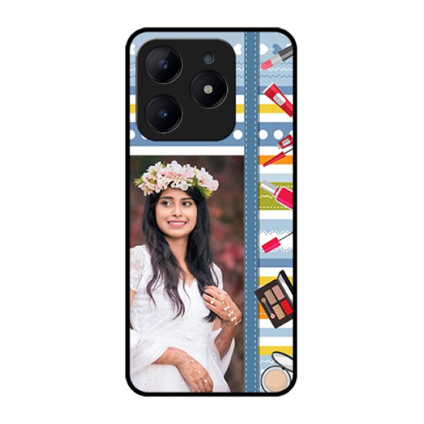 Realme C63 Custom Glass Phone Case - Makeup Icons Design