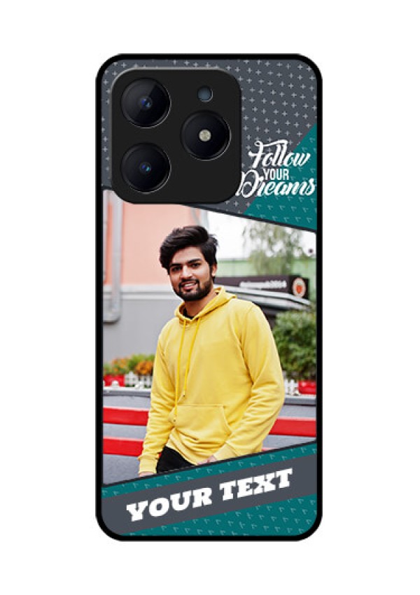 Realme C63 Custom Glass Phone Case - Background Pattern Design With Quote