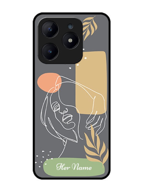 Custom Realme C63 Custom Glass Phone Case - Gazing Woman Line Art Design