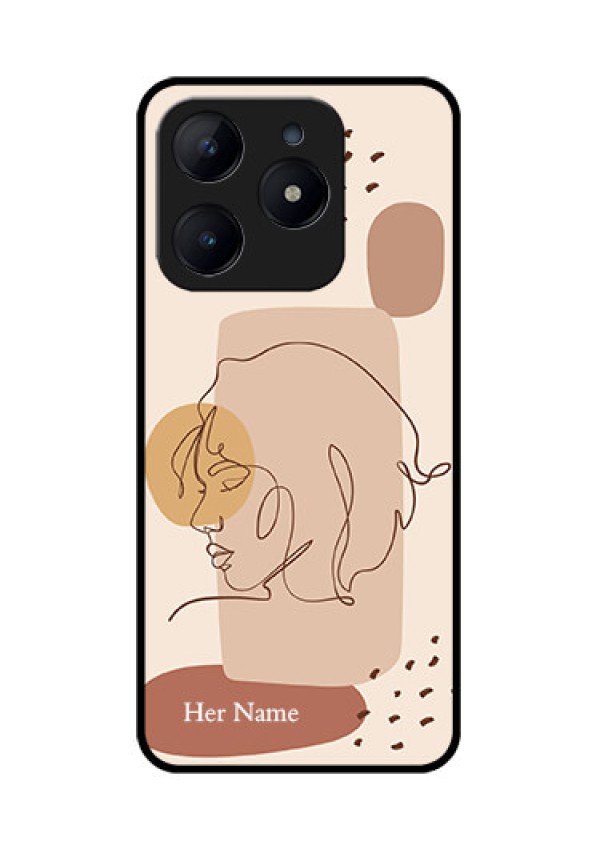 Realme C63 Custom Glass Phone Case - Calm Woman Line Art Design