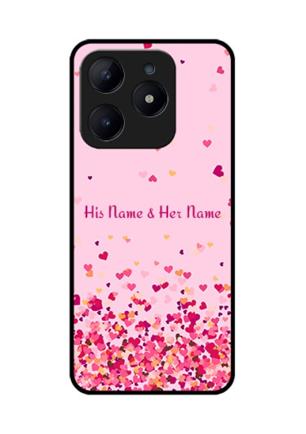 Realme C63 Custom Glass Phone Case - Floating Hearts Design