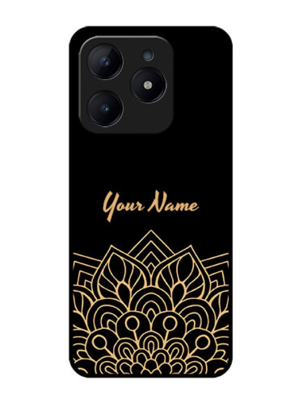 Custom Realme C63 Custom Glass Phone Case - Golden Mandala Design