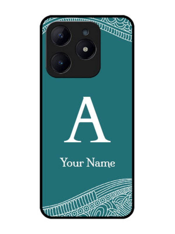 Custom Realme C63 Custom Glass Phone Case - Line Art Pattern With Custom Name Design