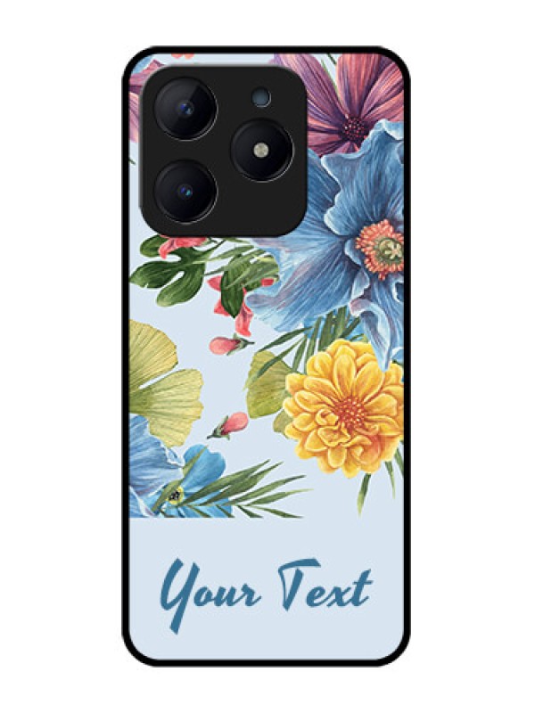 Custom Realme C63 Custom Glass Phone Case - Stunning Watercolored Flowers Painting Design