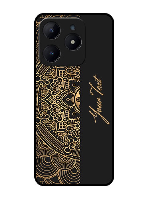 Custom Realme C63 Custom Glass Phone Case - Mandala Art With Custom Text Design