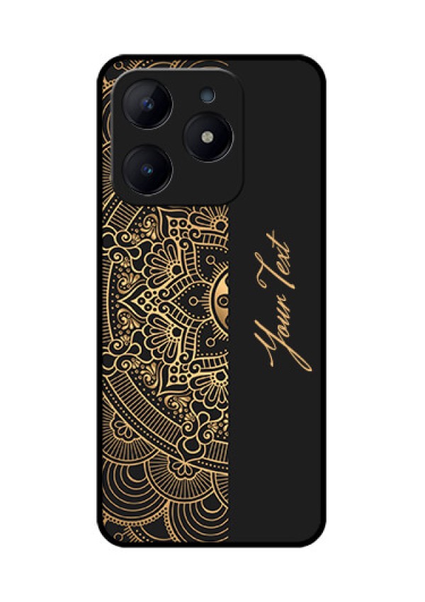 Realme C63 Custom Glass Phone Case - Mandala Art With Custom Text Design
