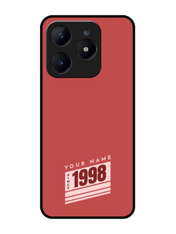 Custom Realme C63 Custom Glass Phone Case - Red Custom Year Of Birth Design