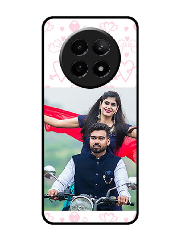 Custom Realme C65 5G Custom Glass Phone Case - Pink Flying Heart Design