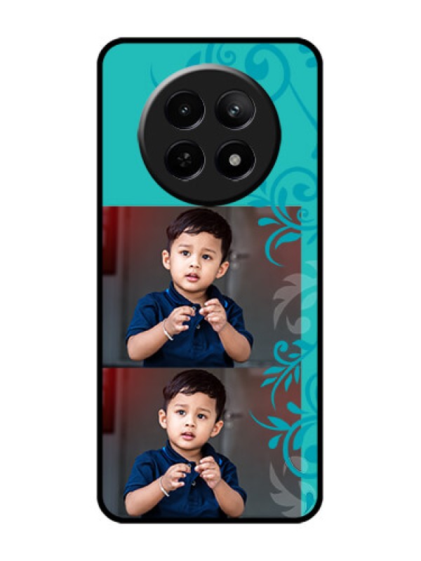 Custom Realme C65 5G Custom Glass Phone Case - With Photo And Green Floral Design