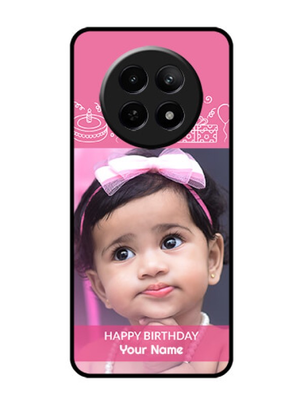 Custom Realme C65 5G Custom Glass Phone Case - With Birthday Line Art Design