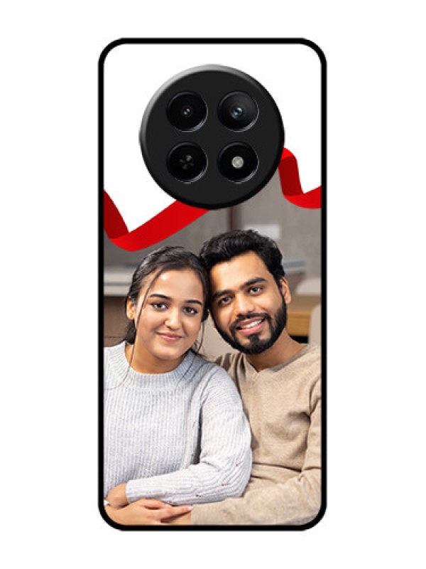 Custom Realme C65 5G Custom Glass Phone Case - Red Ribbon Frame Design