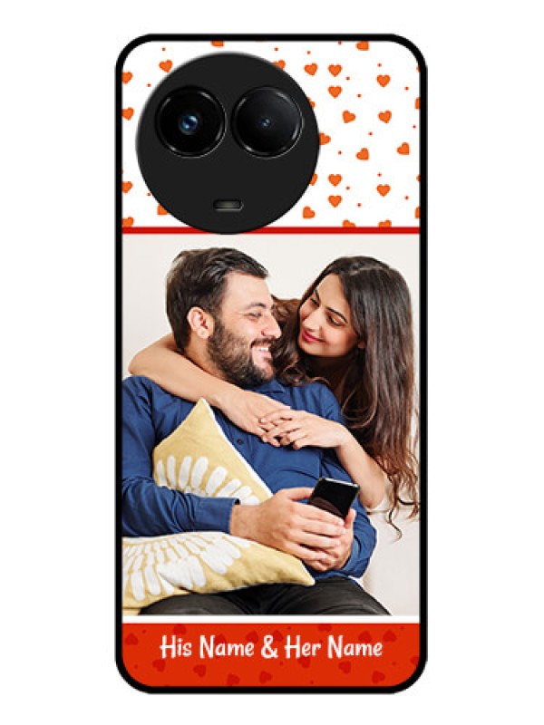 Custom Realme C67 5G Custom Glass Phone Case - Orange Love Symbol Design