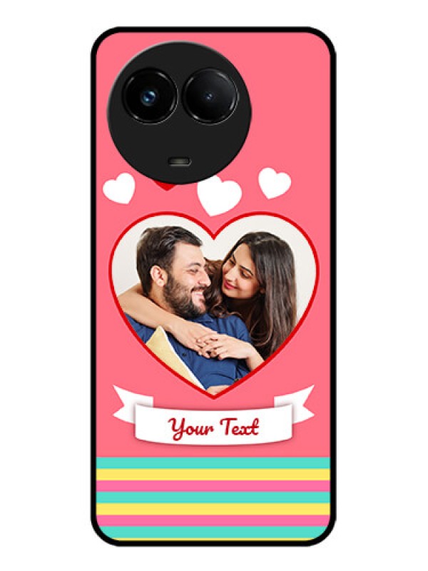 Custom Realme C67 5G Custom Glass Phone Case - Love Shapes Doodle Design