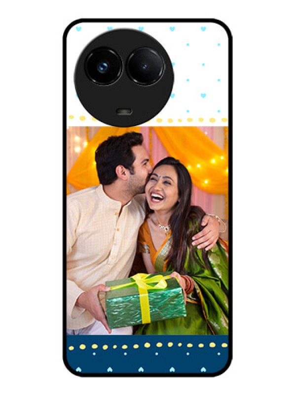 Custom Realme C67 5G Custom Glass Phone Case - White And Blue Abstract Design