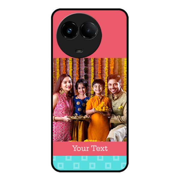 Realme C67 5G Custom Glass Phone Case - Peach & Blue Color Design Realme C67 5G Custom Glass Phone Case - Peach & Blue Color Design