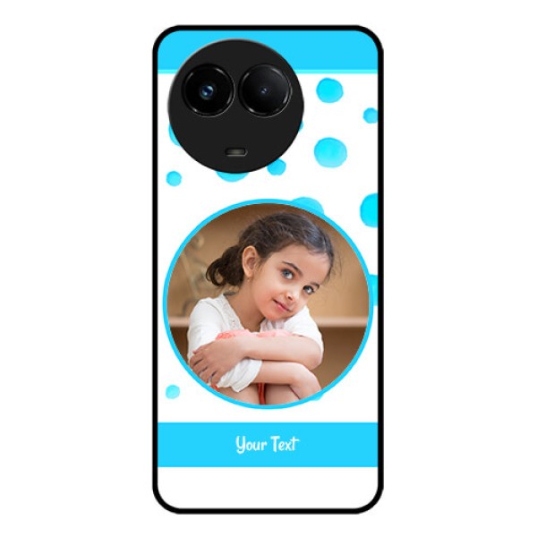 Realme C67 5G Custom Glass Phone Case - Blue Bubbles Pattern Design Realme C67 5G Custom Glass Phone Case - Blue Bubbles Pattern Design