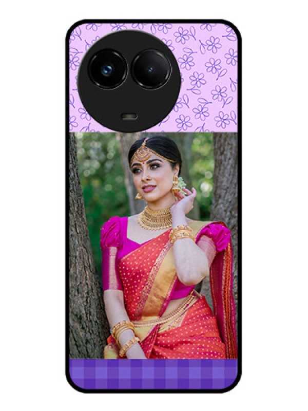 Custom Realme C67 5G Custom Glass Phone Case - Purple Floral Design