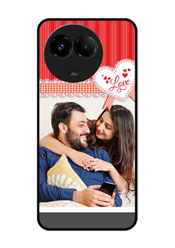 Realme C67 5G Custom Glass Phone Case - Red Love Pattern Design