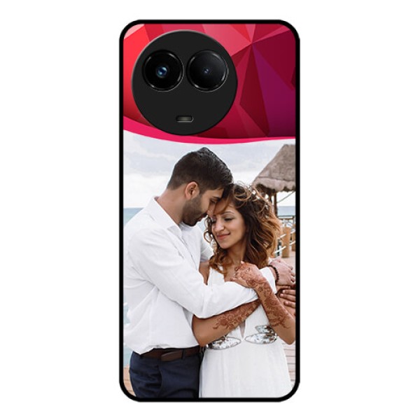 Realme C67 5G Custom Glass Phone Case - Red Abstract Design