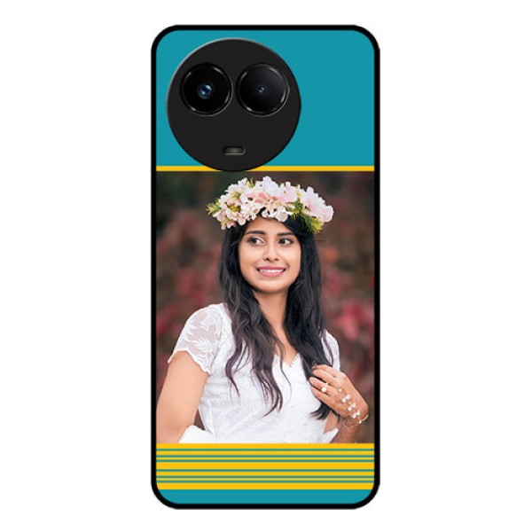 Realme C67 5G Custom Glass Phone Case - Yellow & Blue Design
