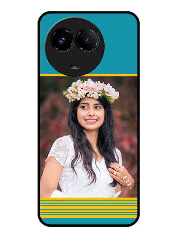 Custom Realme C67 5G Custom Glass Phone Case - Yellow & Blue Design