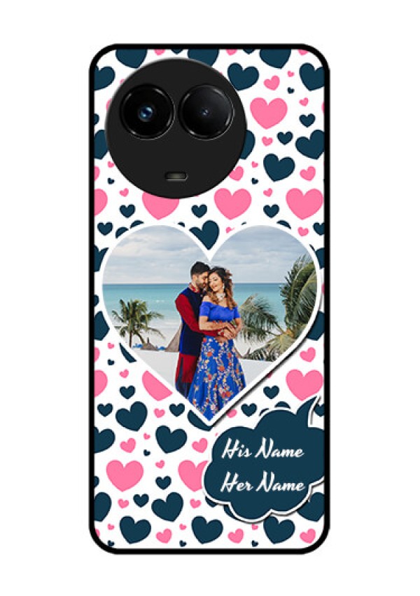 Realme C67 5G Custom Glass Phone Case - Pink & Blue Heart Design