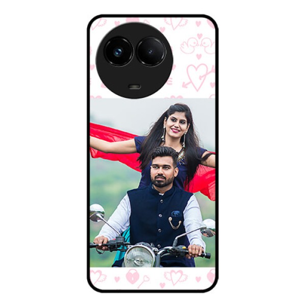 Realme C67 5G Custom Glass Phone Case - Pink Flying Heart Design Realme C67 5G Custom Glass Phone Case - Pink Flying Heart Design