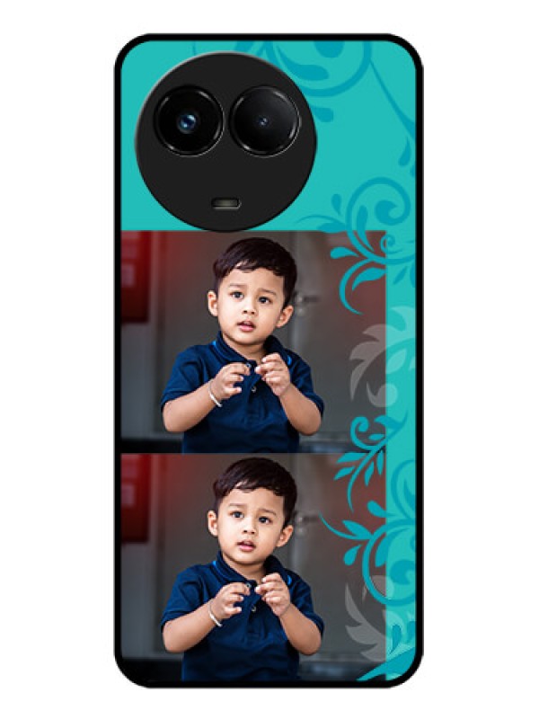 Custom Realme C67 5G Custom Glass Phone Case - With Photo And Green Floral Design