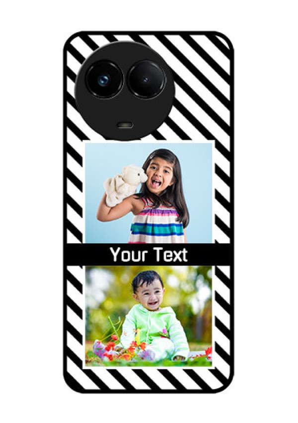 Realme C67 5G Custom Glass Phone Case - Black And White Stripes Design