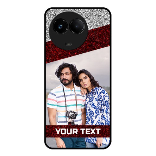 Realme C67 5G Custom Glass Phone Case - Image Holder With Glitter Strip Design Realme C67 5G Custom Glass Phone Case - Image Holder With Glitter Strip Design