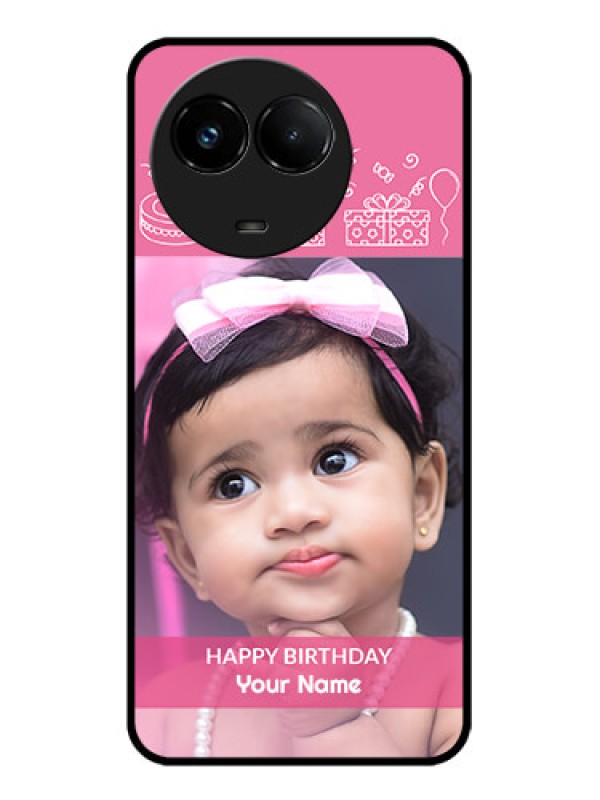 Custom Realme C67 5G Custom Glass Phone Case - With Birthday Line Art Design