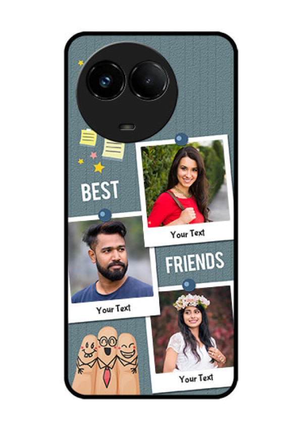 Realme C67 5G Custom Glass Phone Case - Sticky Frames And Friendship Design