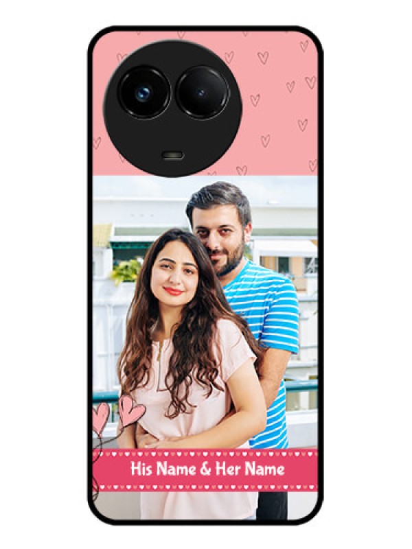 Custom Realme C67 5G Custom Glass Phone Case - Love Design Peach Color