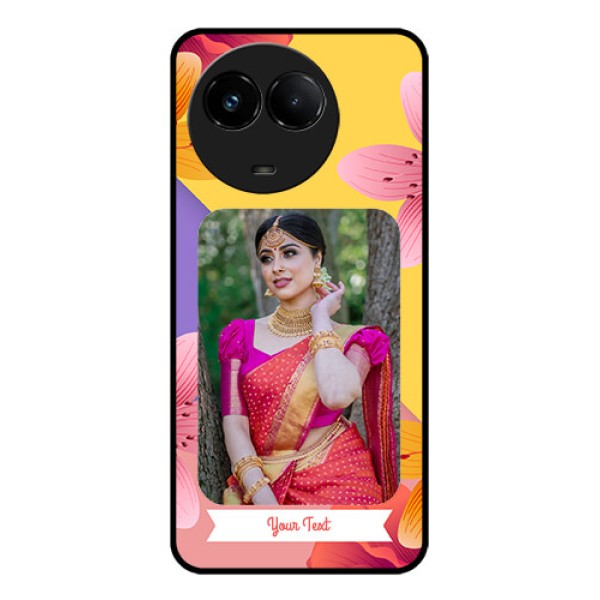 Realme C67 5G Custom Glass Phone Case - 3 Image With Vintage Floral Design Realme C67 5G Custom Glass Phone Case - 3 Image With Vintage Floral Design