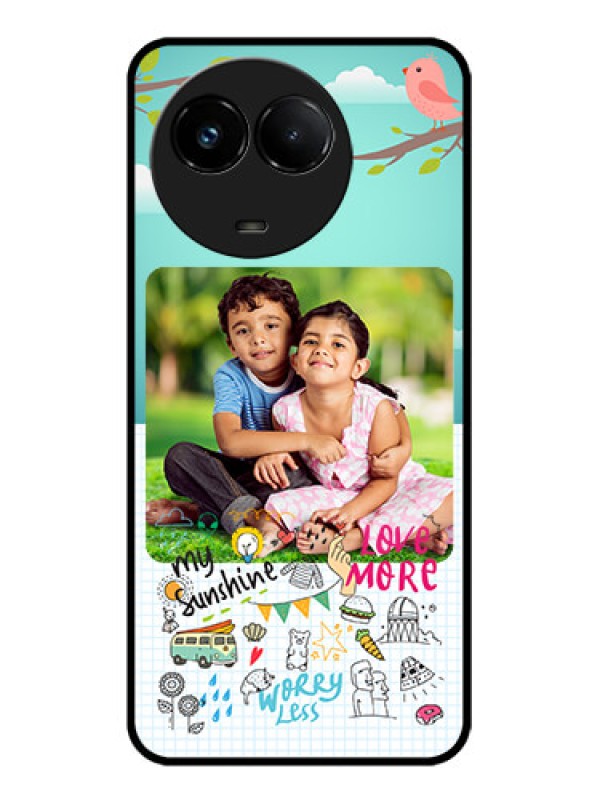 Custom Realme C67 5G Custom Glass Phone Case - Doodle Love Design