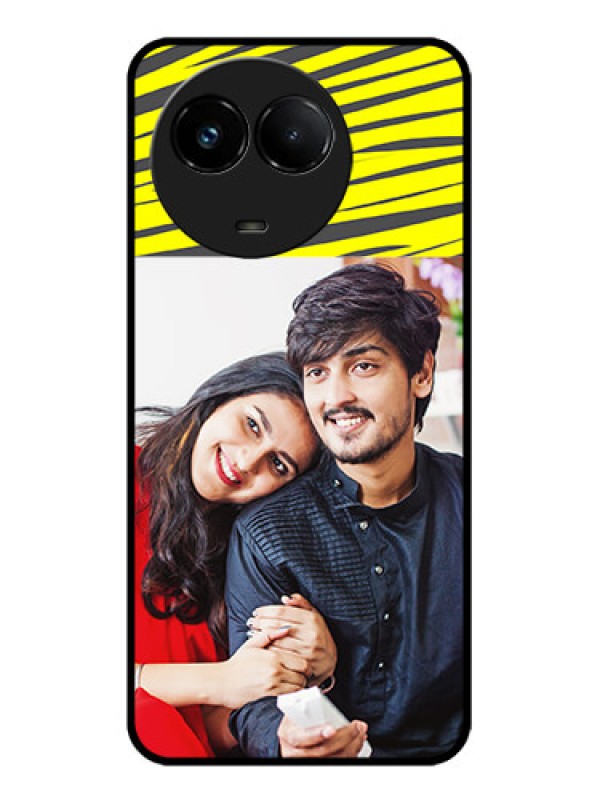 Custom Realme C67 5G Custom Glass Phone Case - Yellow Abstract Design