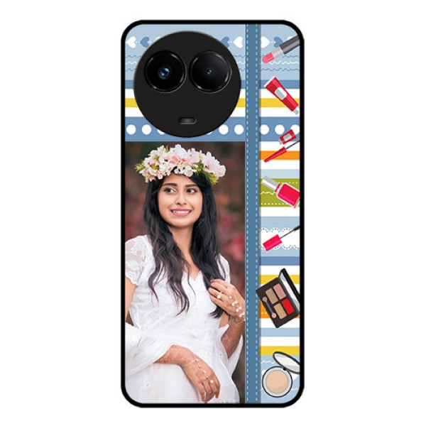 Realme C67 5G Custom Glass Phone Case - Makeup Icons Design