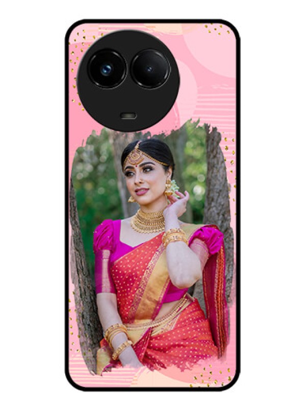 Custom Realme C67 5G Custom Glass Phone Case - Gold Glitter Splash Design