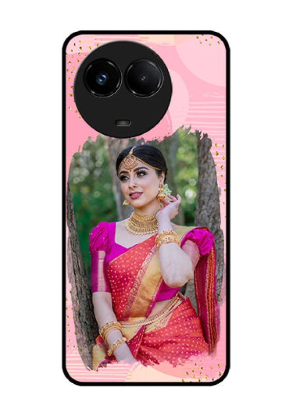 Realme C67 5G Custom Glass Phone Case - Gold Glitter Splash Design