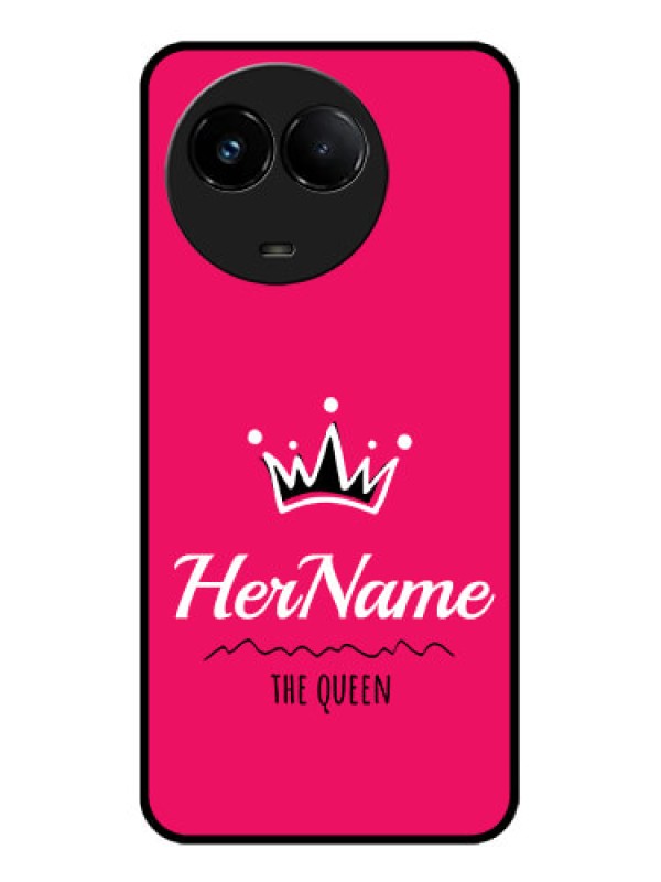Custom Realme C67 5G Custom Glass Phone Case - Queen With Name Design