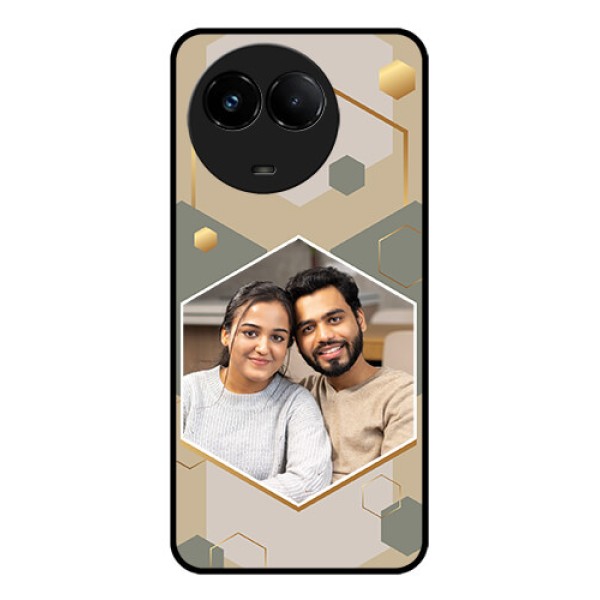 Realme C67 5G Custom Glass Phone Case - Stylish Hexagon Pattern Design Realme C67 5G Custom Glass Phone Case - Stylish Hexagon Pattern Design