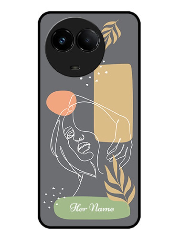 Custom Realme C67 5G Custom Glass Phone Case - Gazing Woman Line Art Design
