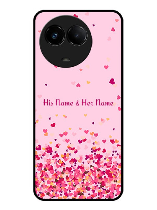 Custom Realme C67 5G Custom Glass Phone Case - Floating Hearts Design