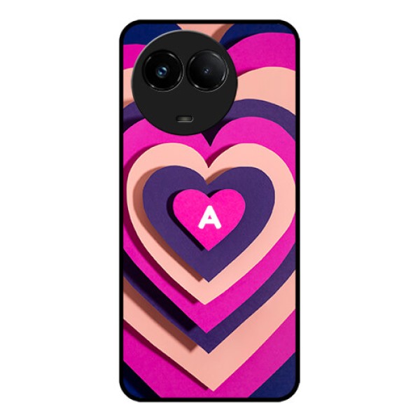 Realme C67 5G Custom Glass Phone Case - Cute Heart Pattern Design Realme C67 5G Custom Glass Phone Case - Cute Heart Pattern Design