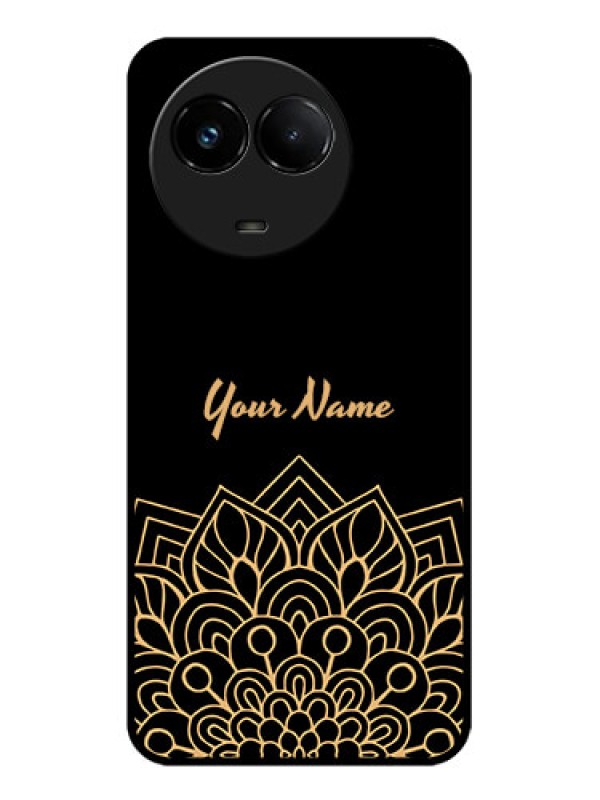 Custom Realme C67 5G Custom Glass Phone Case - Golden Mandala Design