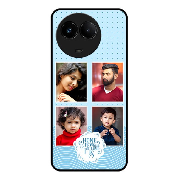 Realme C67 5G Custom Glass Phone Case - Cute Love Quote With 4 Pic Upload Design Realme C67 5G Custom Glass Phone Case - Cute Love Quote With 4 Pic Upload Design
