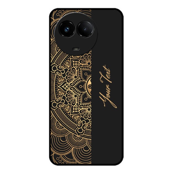 Realme C67 5G Custom Glass Phone Case - Mandala Art With Custom Text Design